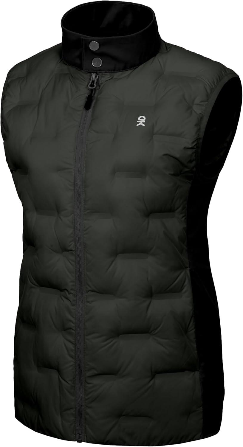 imageLittle Donkey Andy Womens Lightweight Puffer Vest Stand Collar HeatSealed Windproof Sleeveless Jacket with Hidden PocketsBlack