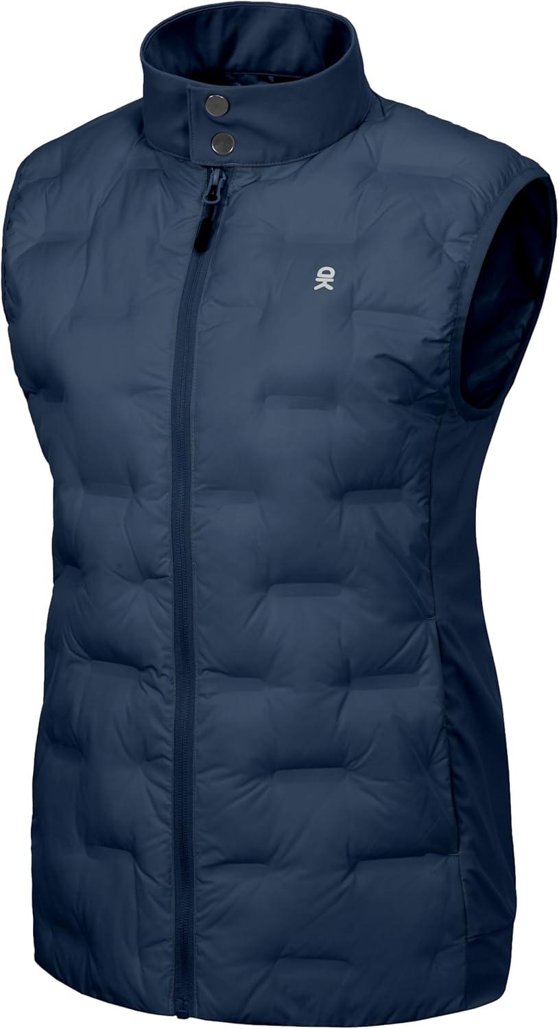 imageLittle Donkey Andy Womens Lightweight Puffer Vest Stand Collar HeatSealed Windproof Sleeveless Jacket with Hidden PocketsBlue