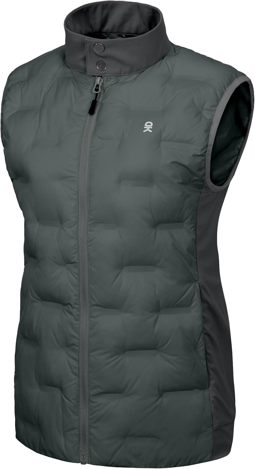 imageLittle Donkey Andy Womens Lightweight Puffer Vest Stand Collar HeatSealed Windproof Sleeveless Jacket with Hidden PocketsGrey