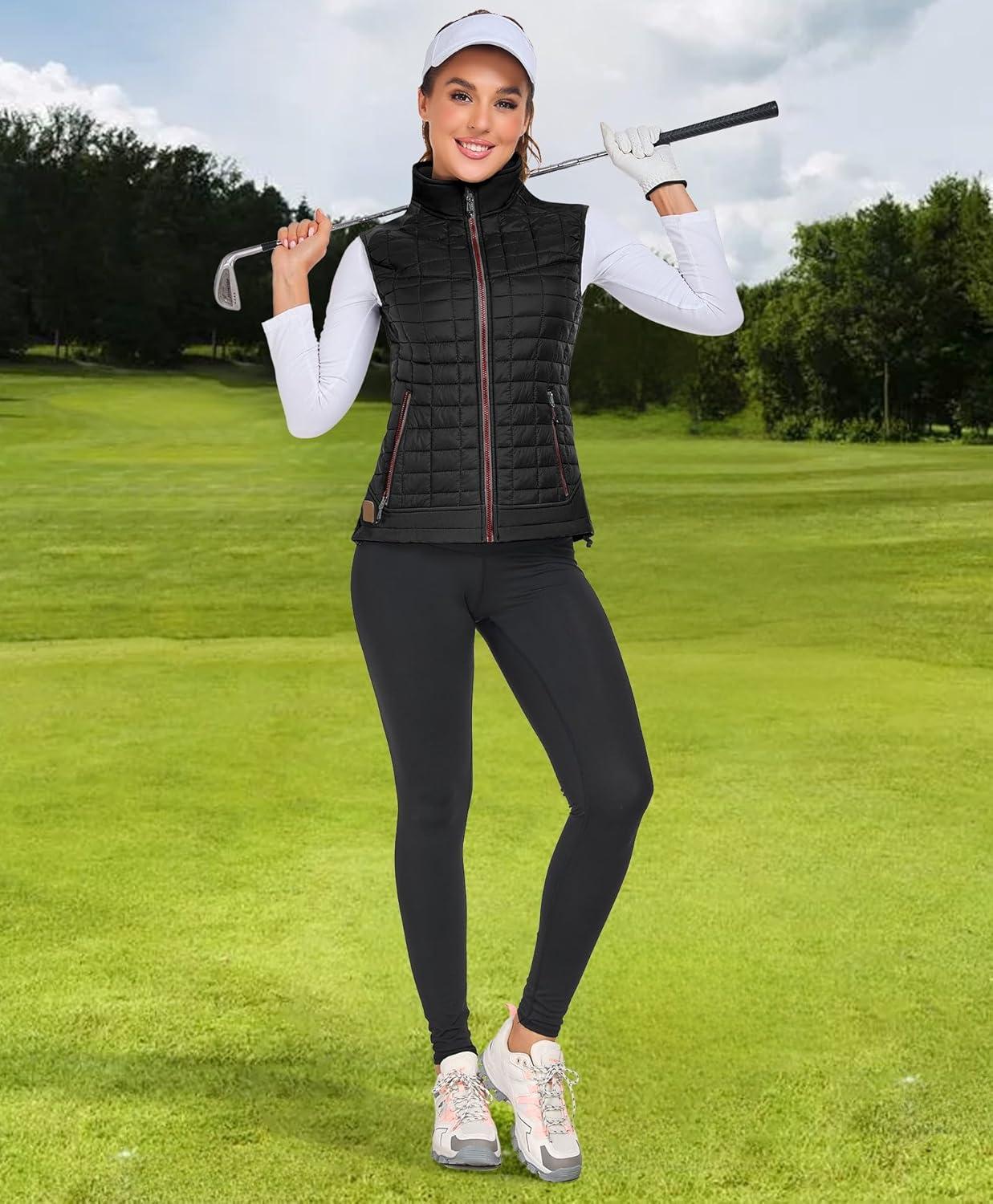 imageLittle Donkey Andy Womens Lightweight Puffer Vest Warm Outdoor Sleeveless Jacket for Hiking Travel Running GolfBlack
