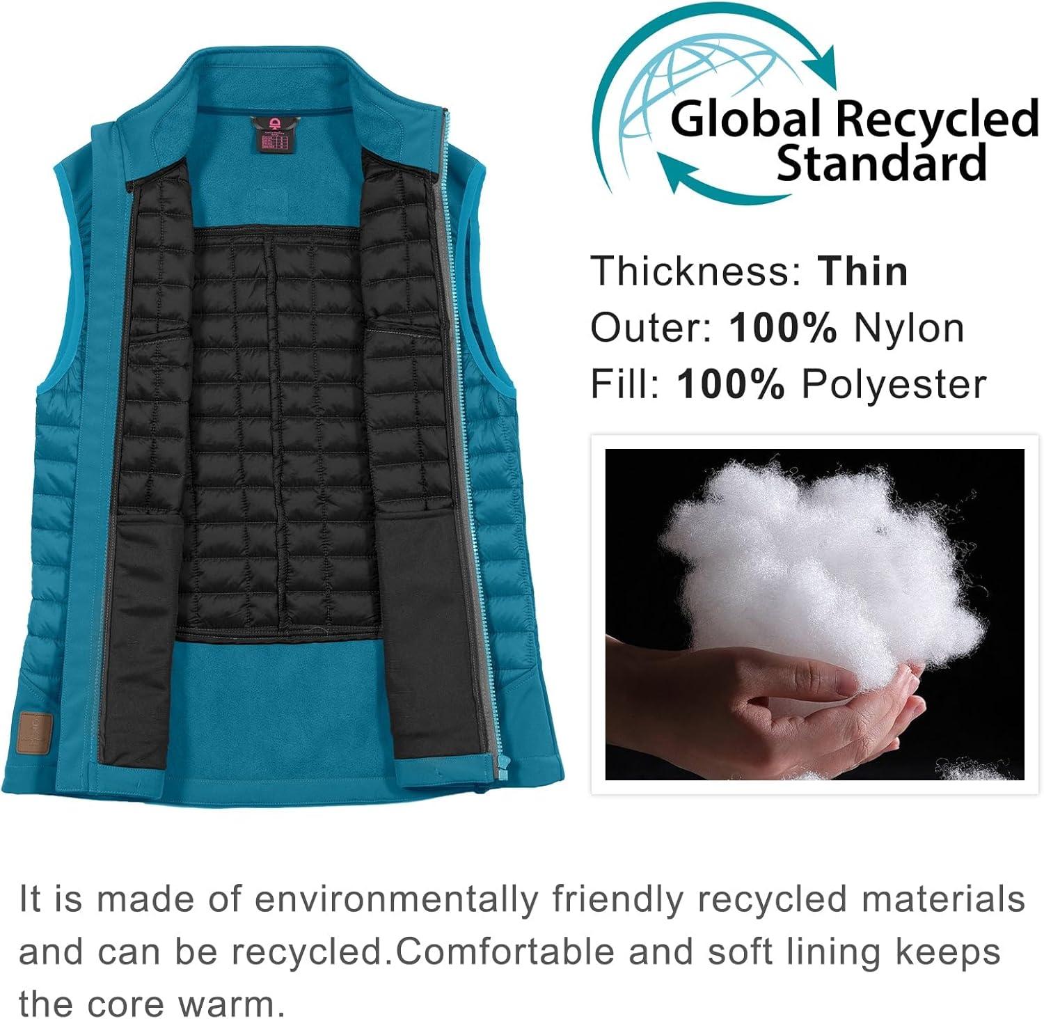 imageLittle Donkey Andy Womens Lightweight Puffer Vest Warm Outdoor Sleeveless Jacket for Hiking Travel Running GolfBright Blue