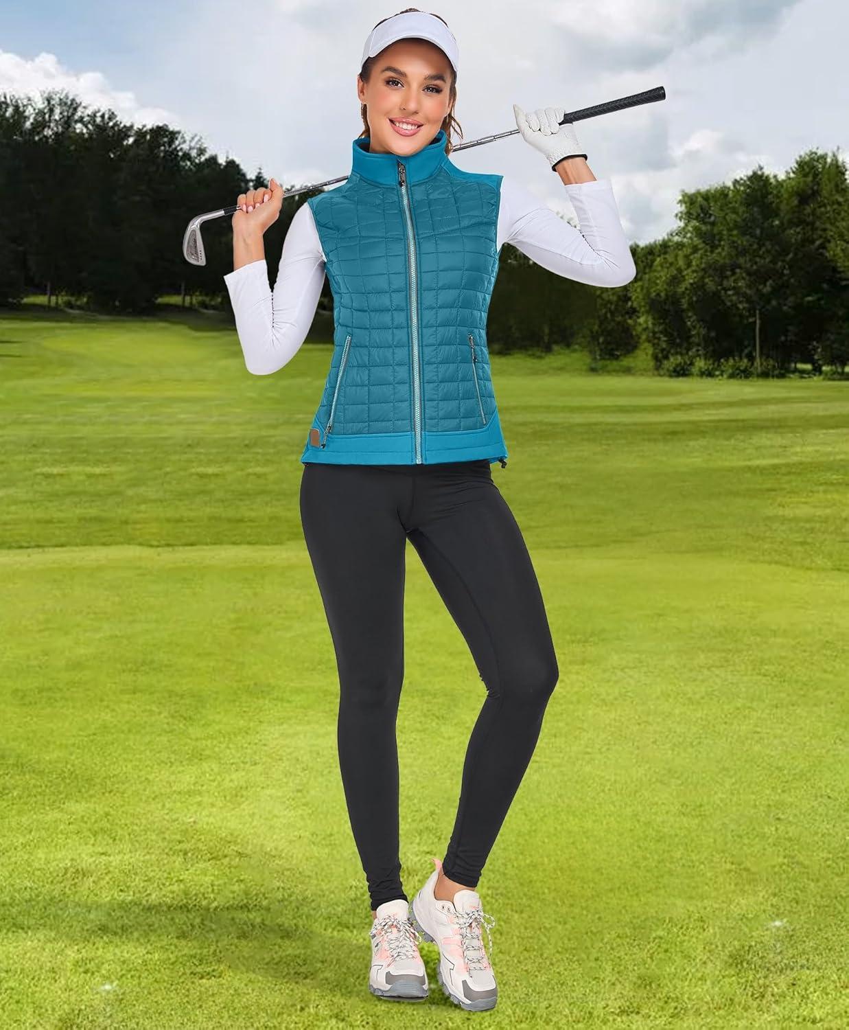 imageLittle Donkey Andy Womens Lightweight Puffer Vest Warm Outdoor Sleeveless Jacket for Hiking Travel Running GolfBright Blue