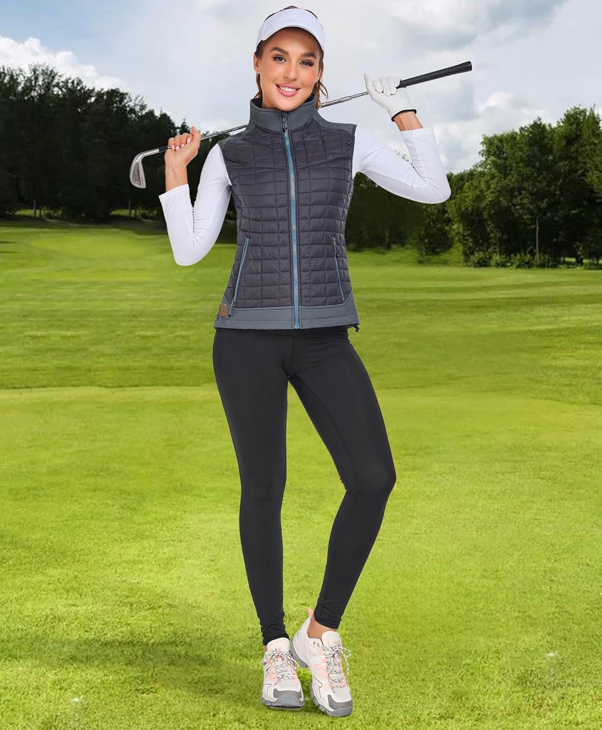 imageLittle Donkey Andy Womens Lightweight Puffer Vest Warm Outdoor Sleeveless Jacket for Hiking Travel Running GolfGray