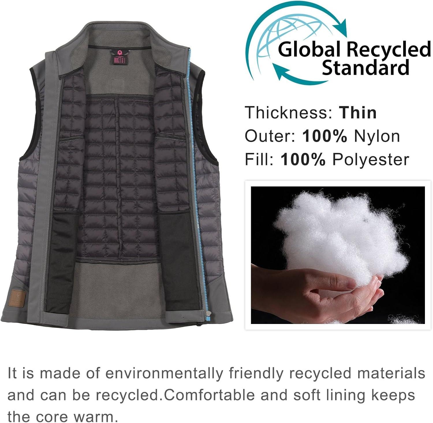 imageLittle Donkey Andy Womens Lightweight Puffer Vest Warm Outdoor Sleeveless Jacket for Hiking Travel Running GolfGray