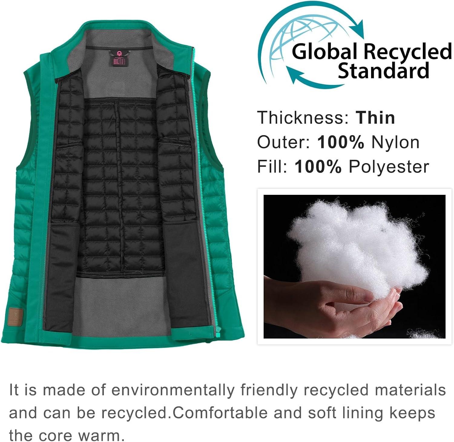 imageLittle Donkey Andy Womens Lightweight Puffer Vest Warm Outdoor Sleeveless Jacket for Hiking Travel Running GolfGreen