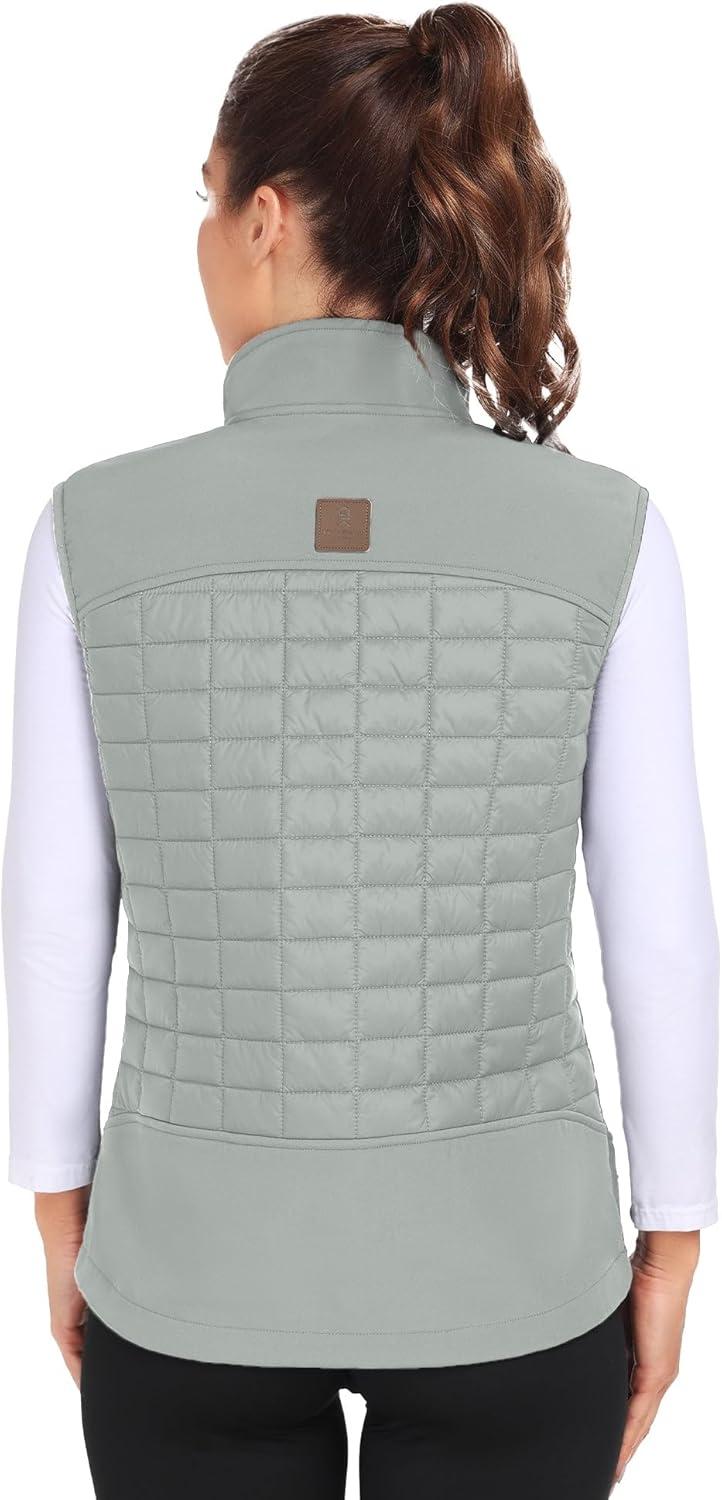 imageLittle Donkey Andy Womens Lightweight Puffer Vest Warm Outdoor Sleeveless Jacket for Hiking Travel Running GolfLight Gray