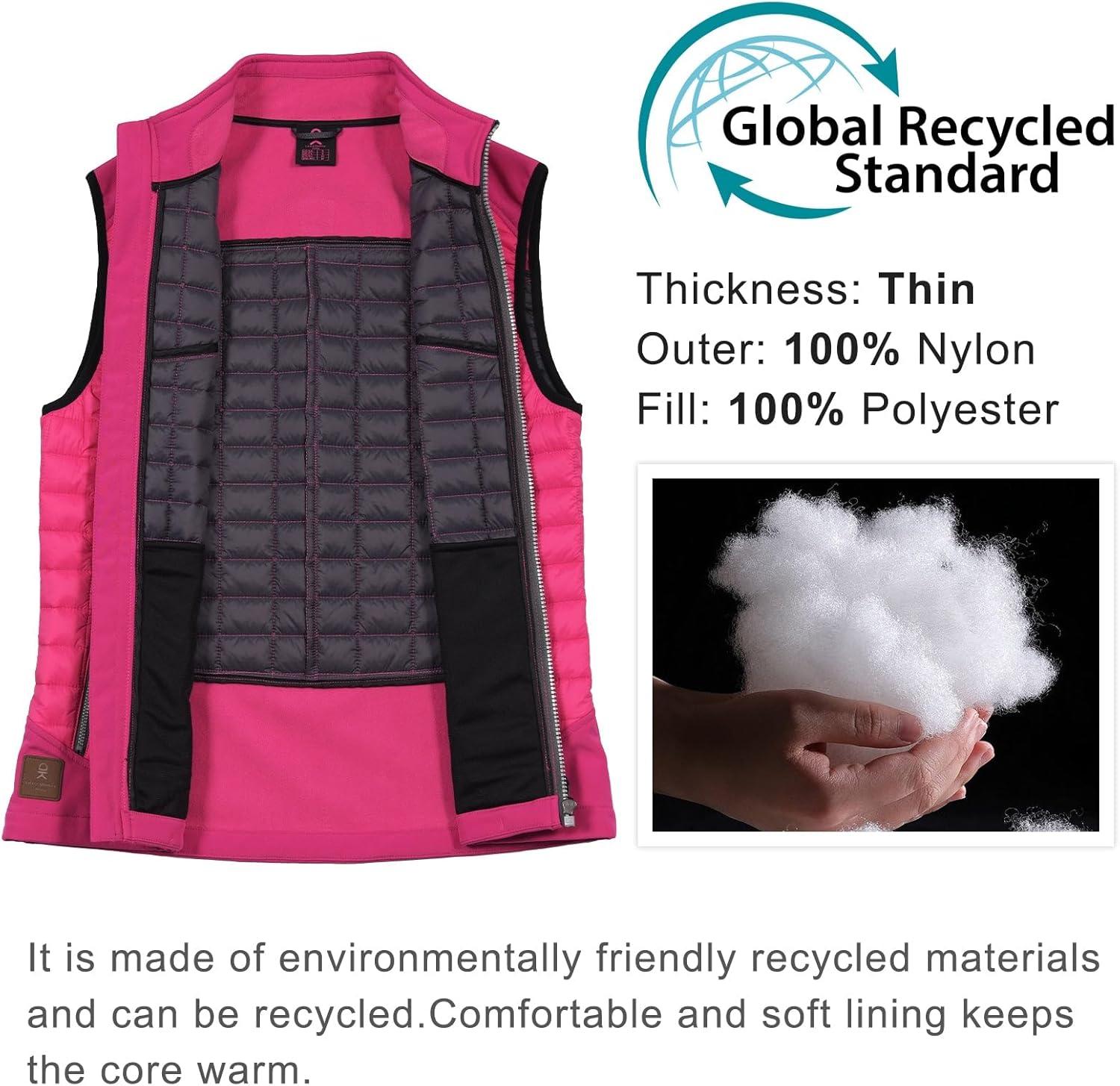 imageLittle Donkey Andy Womens Lightweight Puffer Vest Warm Outdoor Sleeveless Jacket for Hiking Travel Running GolfRose
