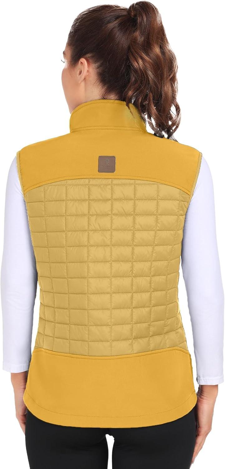 imageLittle Donkey Andy Womens Lightweight Puffer Vest Warm Outdoor Sleeveless Jacket for Hiking Travel Running GolfYellow