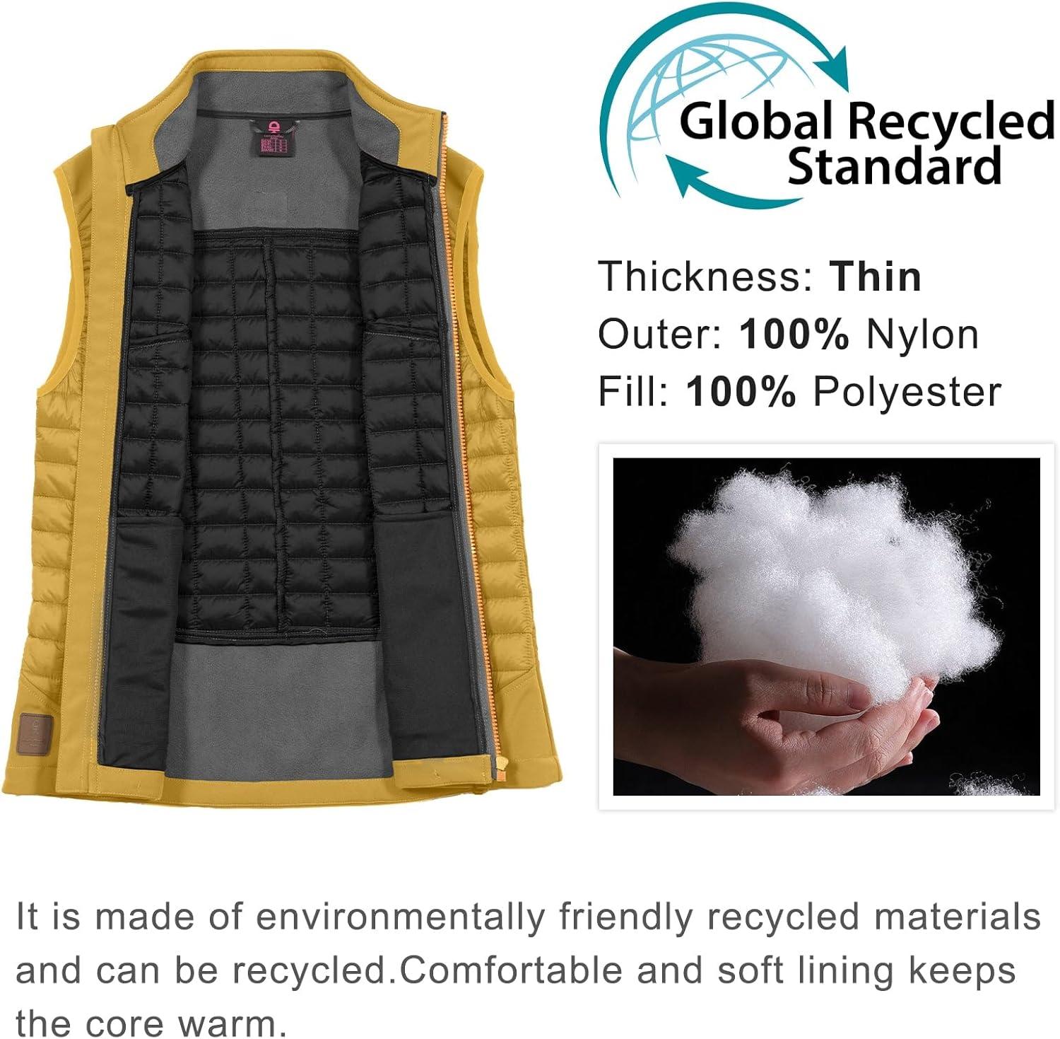 imageLittle Donkey Andy Womens Lightweight Puffer Vest Warm Outdoor Sleeveless Jacket for Hiking Travel Running GolfYellow