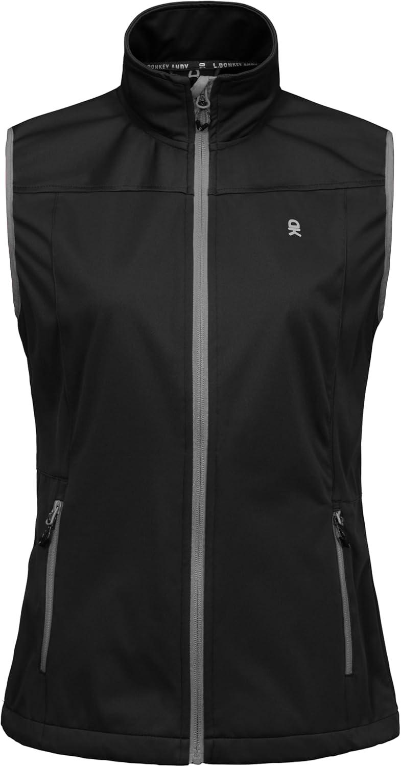 imageLittle Donkey Andy Womens Lightweight Softshell Vest Windproof Sleeveless Jacket for Running Hiking TravelBlack