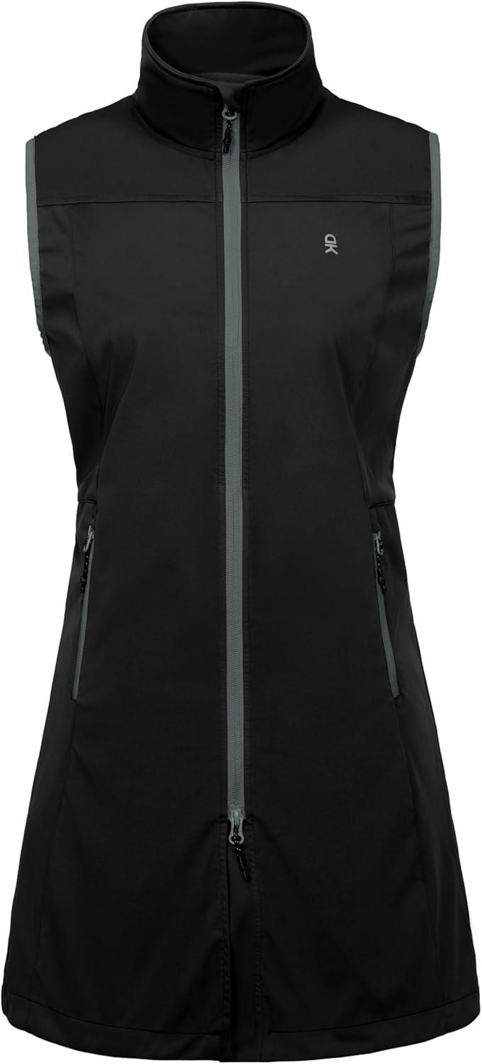 imageLittle Donkey Andy Womens Lightweight Softshell Vest Windproof Sleeveless Jacket for Running Hiking TravelBlacklong