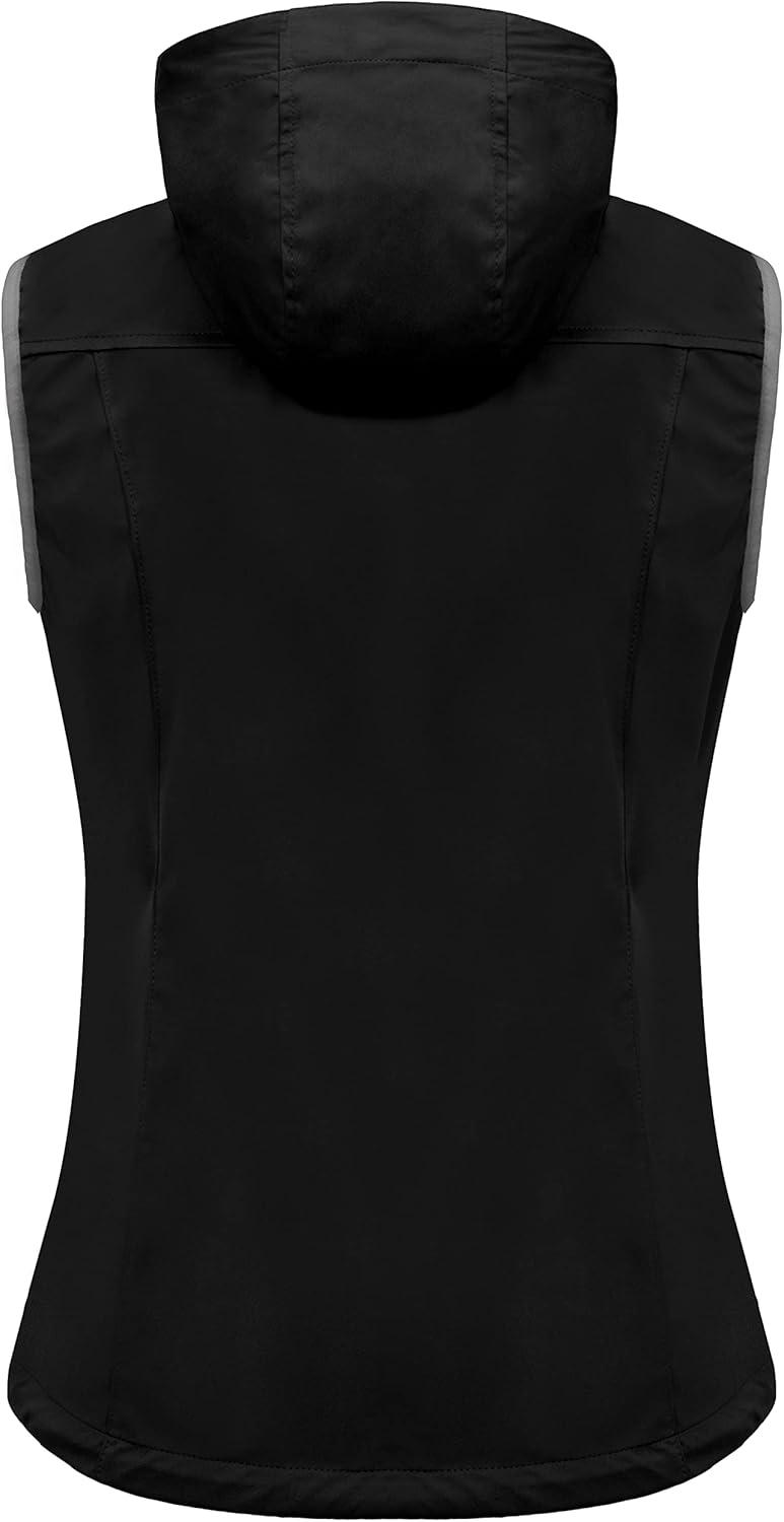 imageLittle Donkey Andy Womens Lightweight Softshell Vest Windproof Sleeveless Jacket for Running Hiking TravelBlackwith Hood