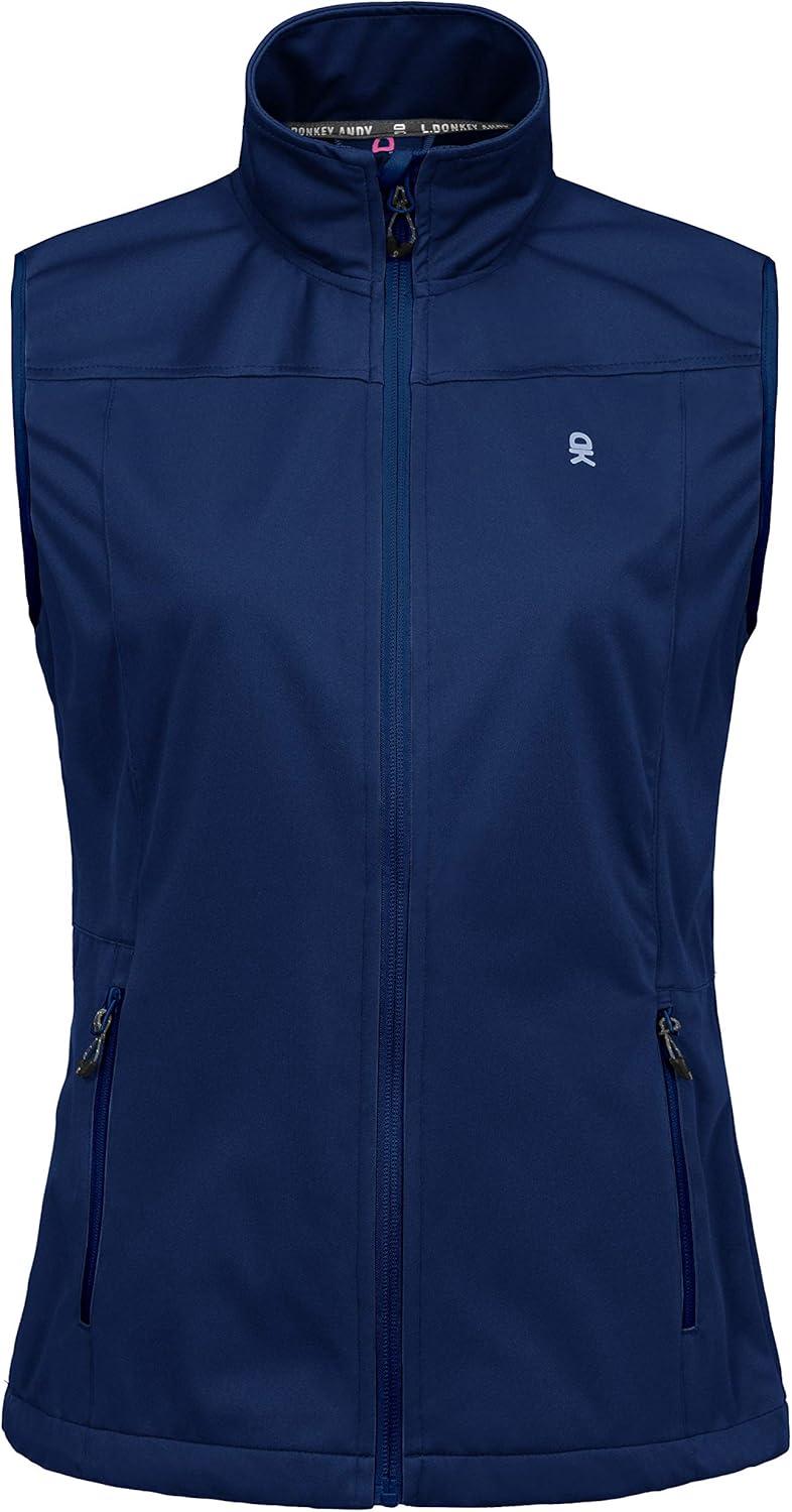 imageLittle Donkey Andy Womens Lightweight Softshell Vest Windproof Sleeveless Jacket for Running Hiking TravelBlue