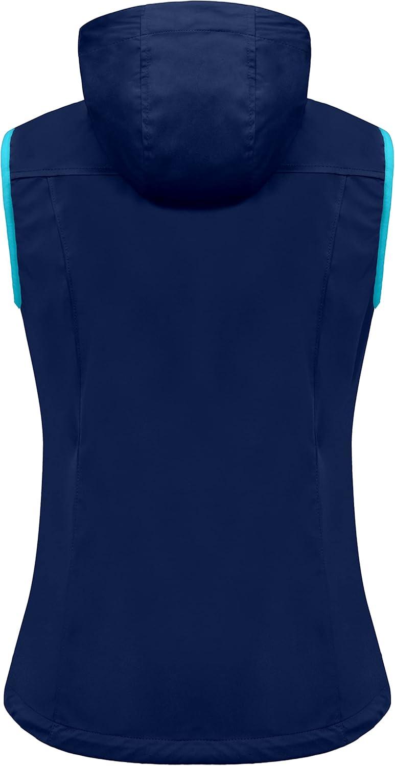 imageLittle Donkey Andy Womens Lightweight Softshell Vest Windproof Sleeveless Jacket for Running Hiking TravelBlue With Hood