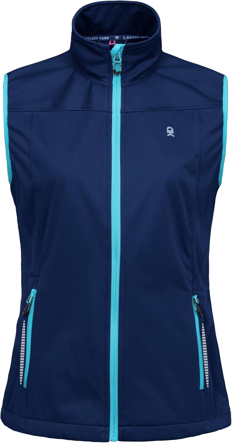 imageLittle Donkey Andy Womens Lightweight Softshell Vest Windproof Sleeveless Jacket for Running Hiking TravelBluereflective
