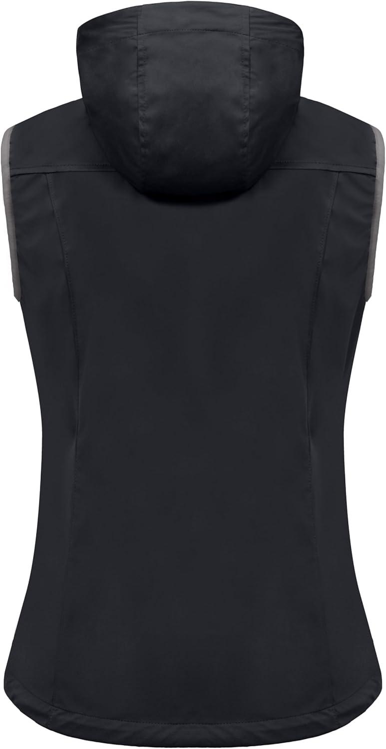 imageLittle Donkey Andy Womens Lightweight Softshell Vest Windproof Sleeveless Jacket for Running Hiking TravelDark Grey With Hood