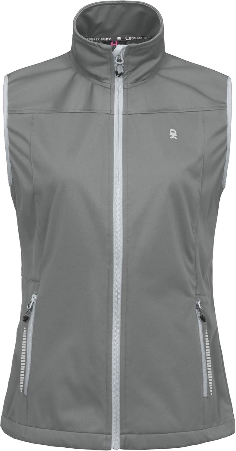 imageLittle Donkey Andy Womens Lightweight Softshell Vest Windproof Sleeveless Jacket for Running Hiking TravelGrayreflective