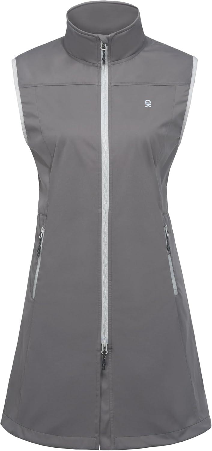 imageLittle Donkey Andy Womens Lightweight Softshell Vest Windproof Sleeveless Jacket for Running Hiking TravelGreylong