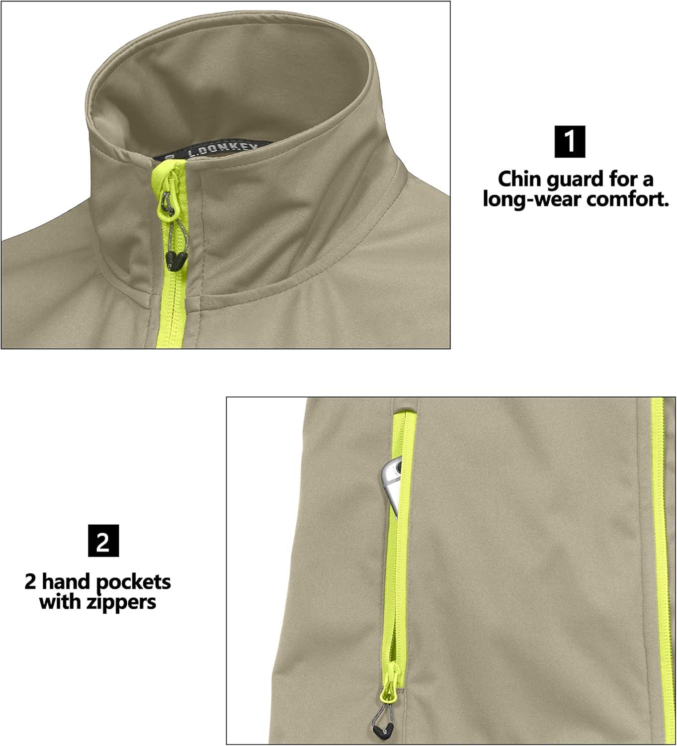 imageLittle Donkey Andy Womens Lightweight Softshell Vest Windproof Sleeveless Jacket for Running Hiking TravelKhaki