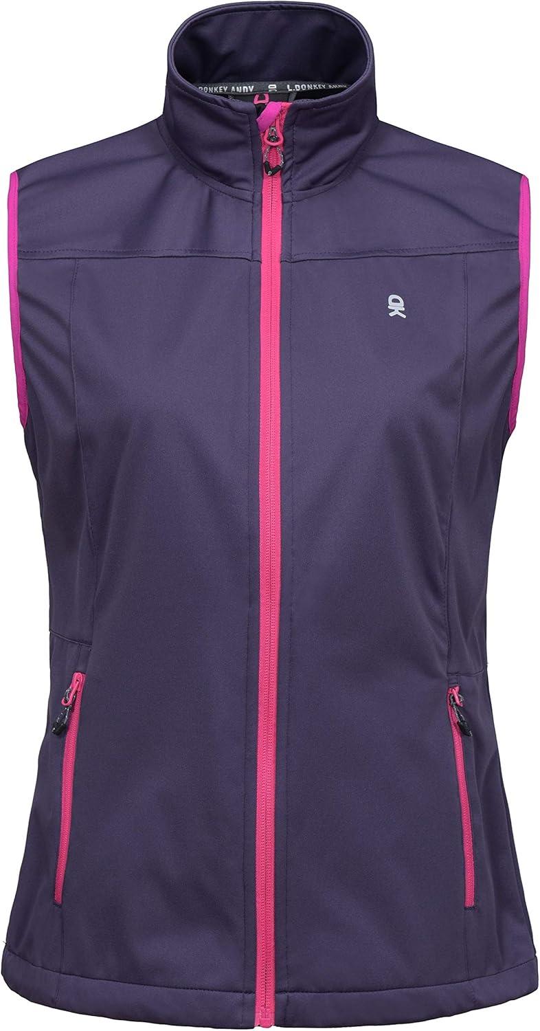 imageLittle Donkey Andy Womens Lightweight Softshell Vest Windproof Sleeveless Jacket for Running Hiking TravelPurple