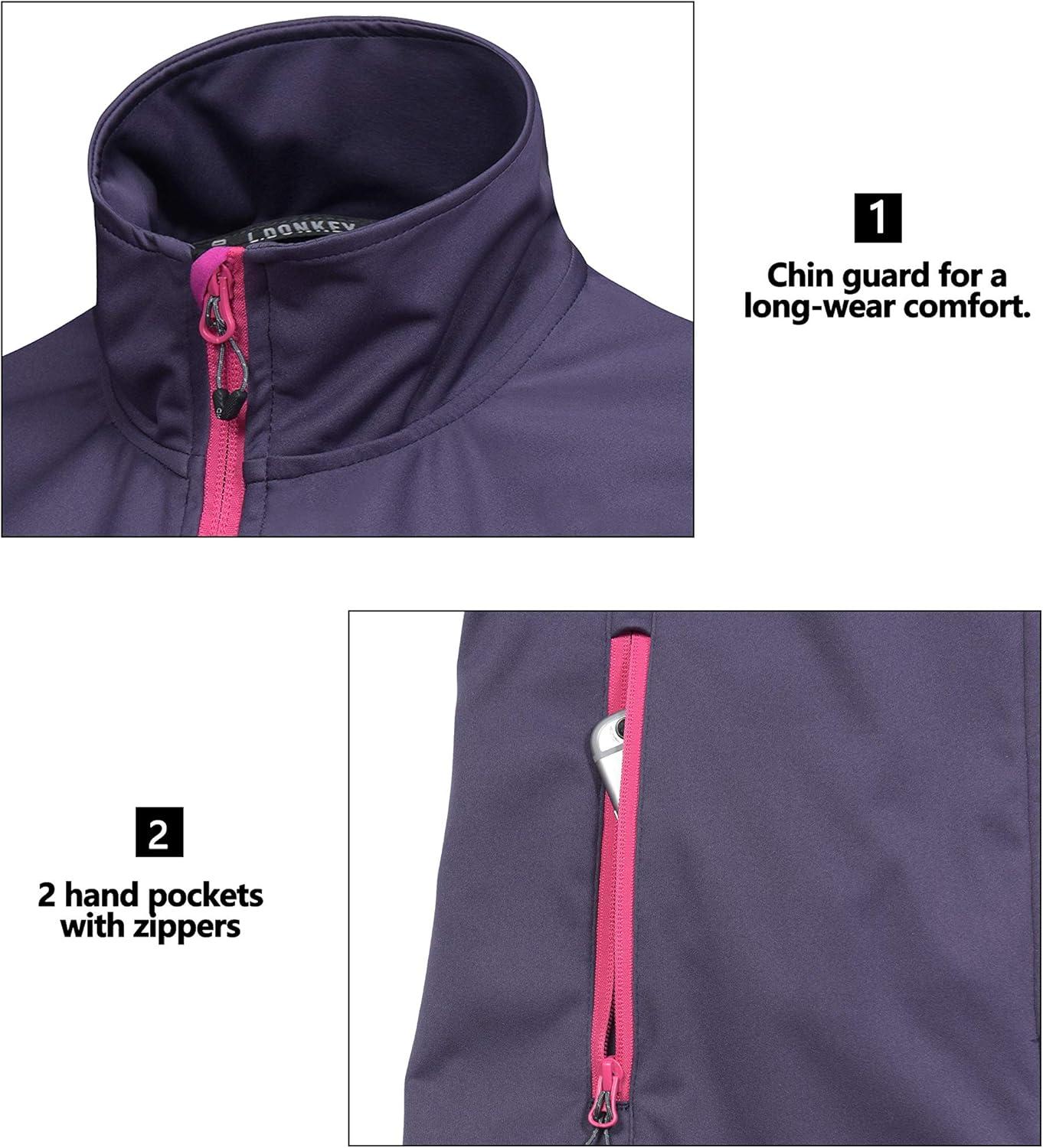 imageLittle Donkey Andy Womens Lightweight Softshell Vest Windproof Sleeveless Jacket for Running Hiking TravelPurple