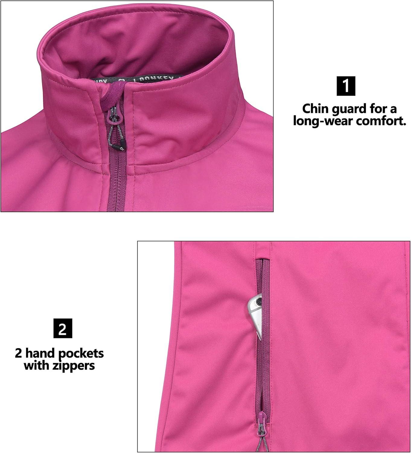 imageLittle Donkey Andy Womens Lightweight Softshell Vest Windproof Sleeveless Jacket for Running Hiking TravelRose