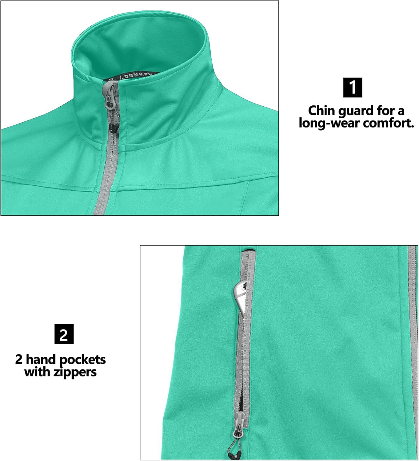imageLittle Donkey Andy Womens Lightweight Softshell Vest Windproof Sleeveless Jacket for Running Hiking TravelSeafoam