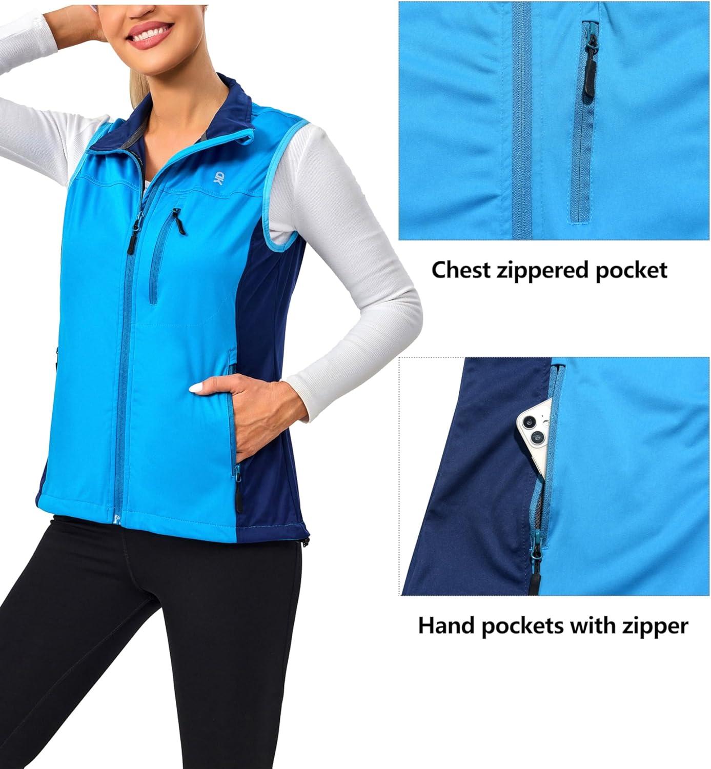 imageLittle Donkey Andy Womens Lightweight Windproof Softshell Vest for Golf Tennis Running CyclingBlue