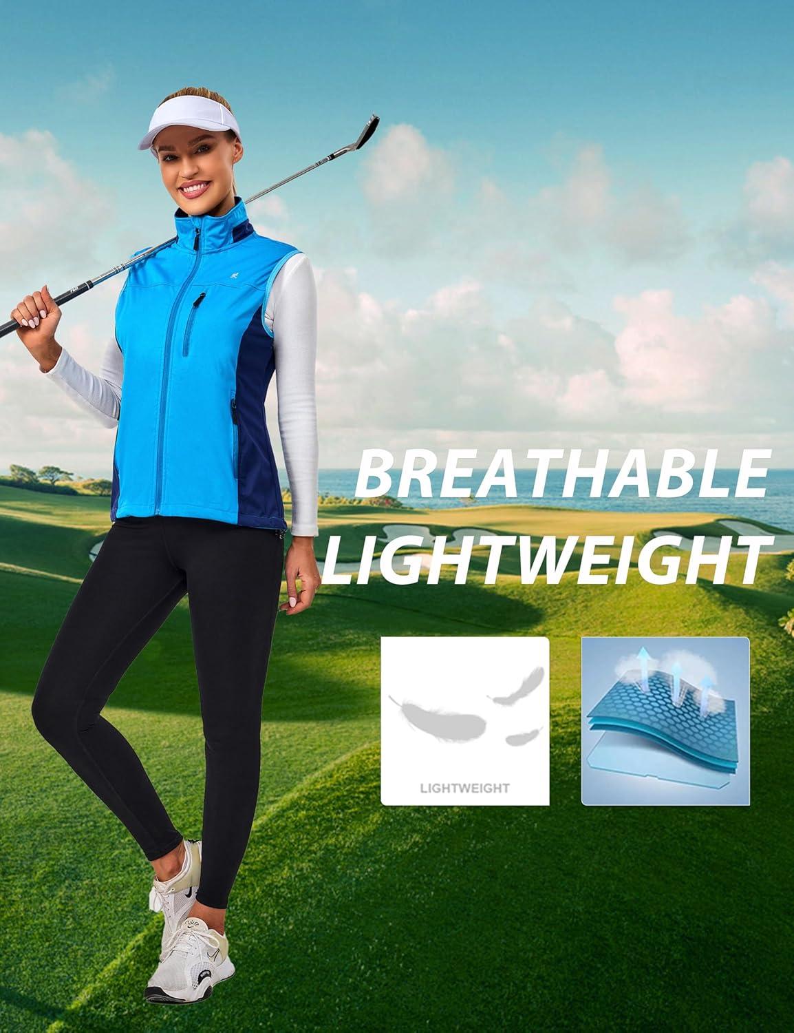 imageLittle Donkey Andy Womens Lightweight Windproof Softshell Vest for Golf Tennis Running CyclingBlue