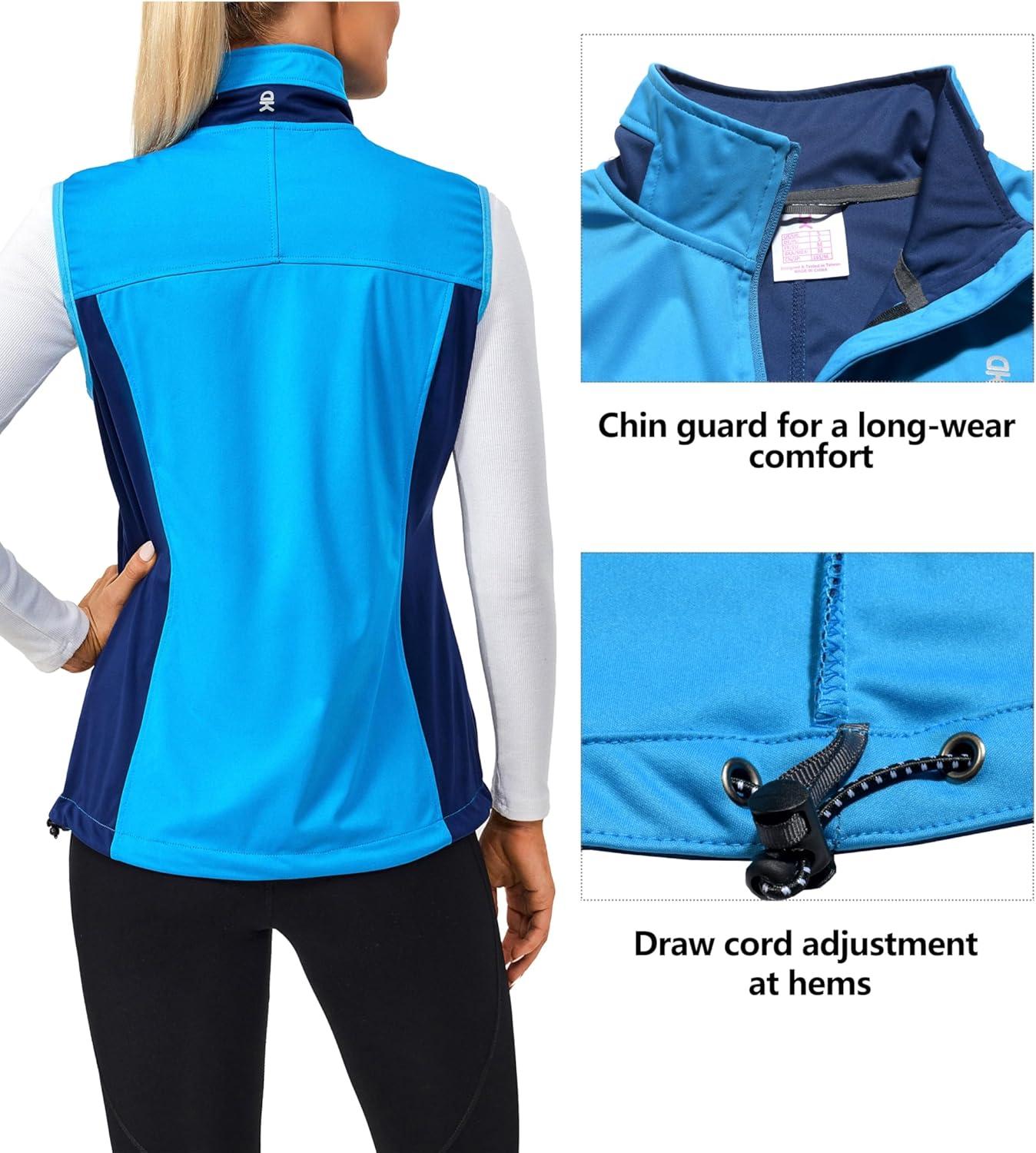 imageLittle Donkey Andy Womens Lightweight Windproof Softshell Vest for Golf Tennis Running CyclingBlue