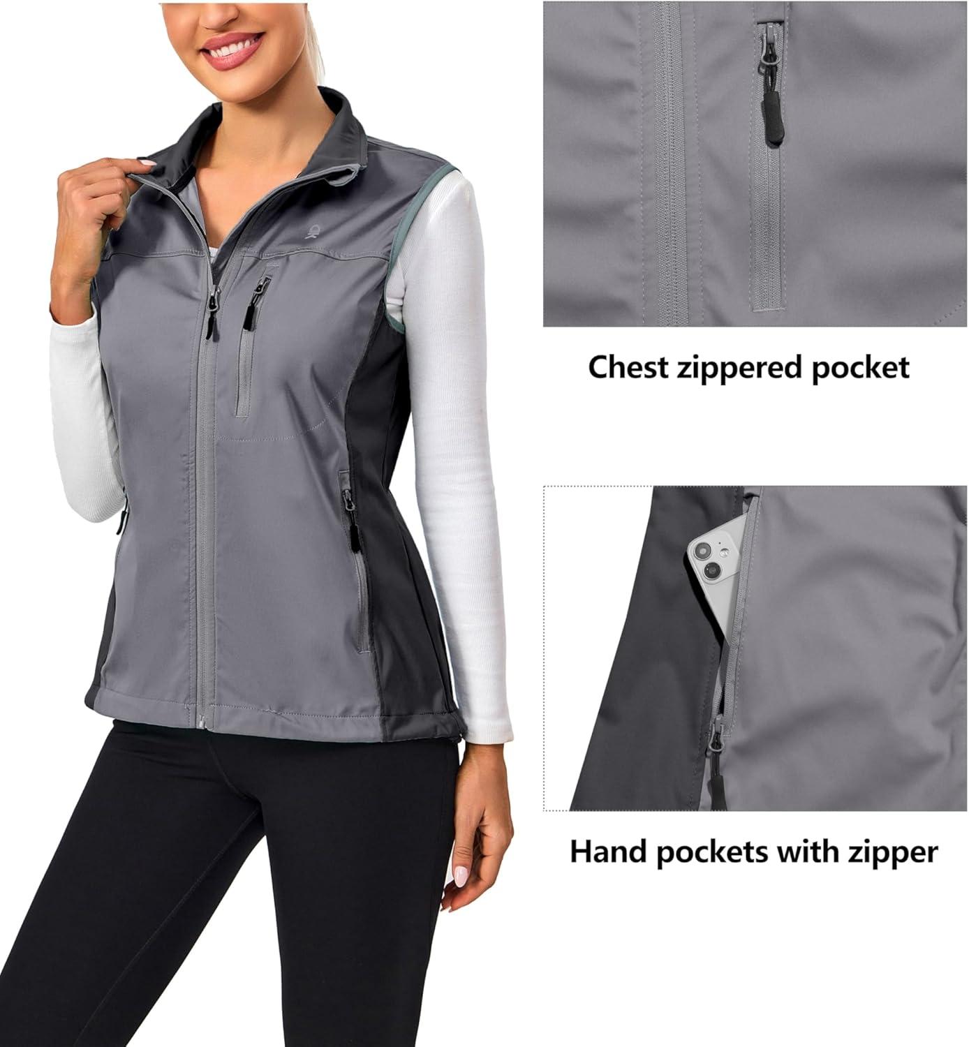 imageLittle Donkey Andy Womens Lightweight Windproof Softshell Vest for Golf Tennis Running CyclingGray