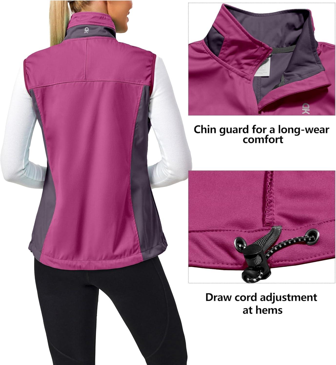 imageLittle Donkey Andy Womens Lightweight Windproof Softshell Vest for Golf Tennis Running CyclingRose