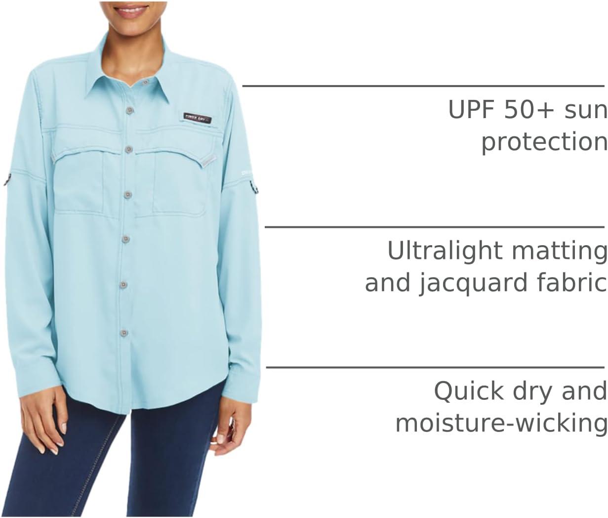 imageLittle Donkey Andy Womens UPF 50 UV Protection Shirt Long Sleeve Fishing Shirt Breathable and Fast DryAblue