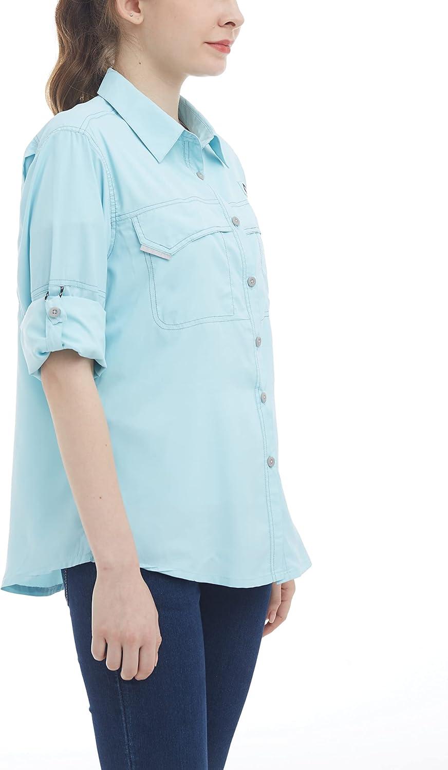 imageLittle Donkey Andy Womens UPF 50 UV Protection Shirt Long Sleeve Fishing Shirt Breathable and Fast DryAblue