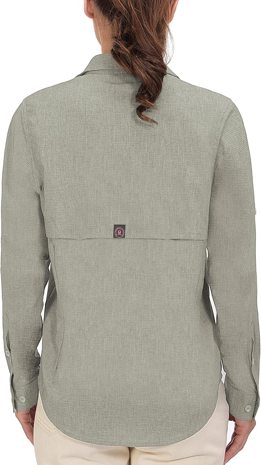 imageLittle Donkey Andy Womens UV Protection Shirt UPF 50 Breathable Long Sleeve Fishing Shirt AirHoles TechLaurel Oak Heather