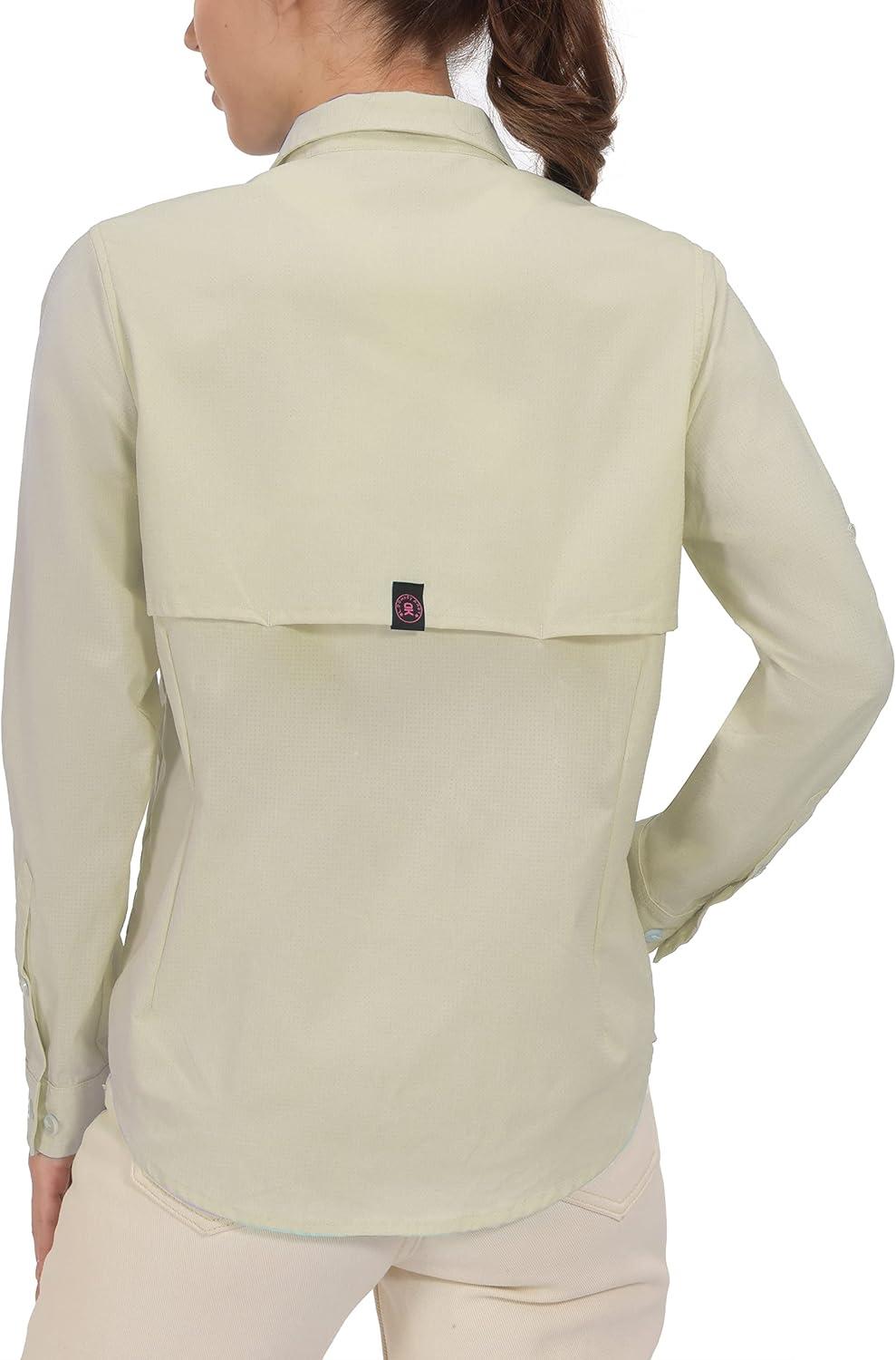 imageLittle Donkey Andy Womens UV Protection Shirt UPF 50 Breathable Long Sleeve Fishing Shirt AirHoles TechLight Khaki Heather