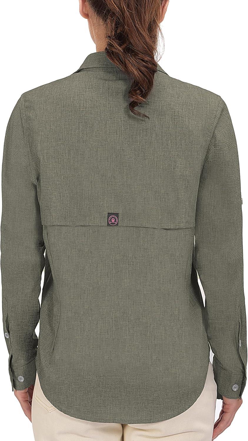 imageLittle Donkey Andy Womens UV Protection Shirt UPF 50 Breathable Long Sleeve Fishing Shirt AirHoles TechSage Heather