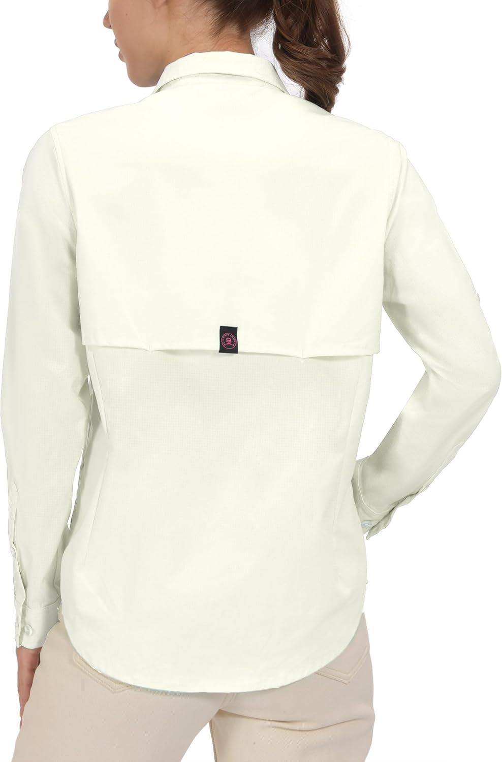 imageLittle Donkey Andy Womens UV Protection Shirt UPF 50 Breathable Long Sleeve Fishing Shirt AirHoles TechWhite Heather
