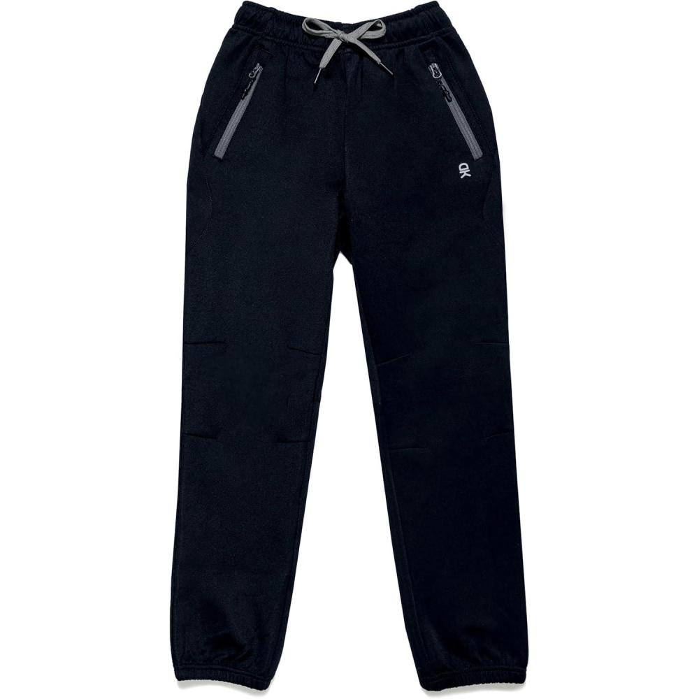 imageLittle Donkey Andy Boys Sweatpants Quick Dry with Zipper Pockets Youth Athletic Jogger PantsBlack