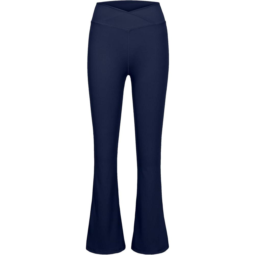 imageLittle Donkey Andy Girls Flare Leggings Cross Yoga Pants Athletic Casual Length PantsDark Blue
