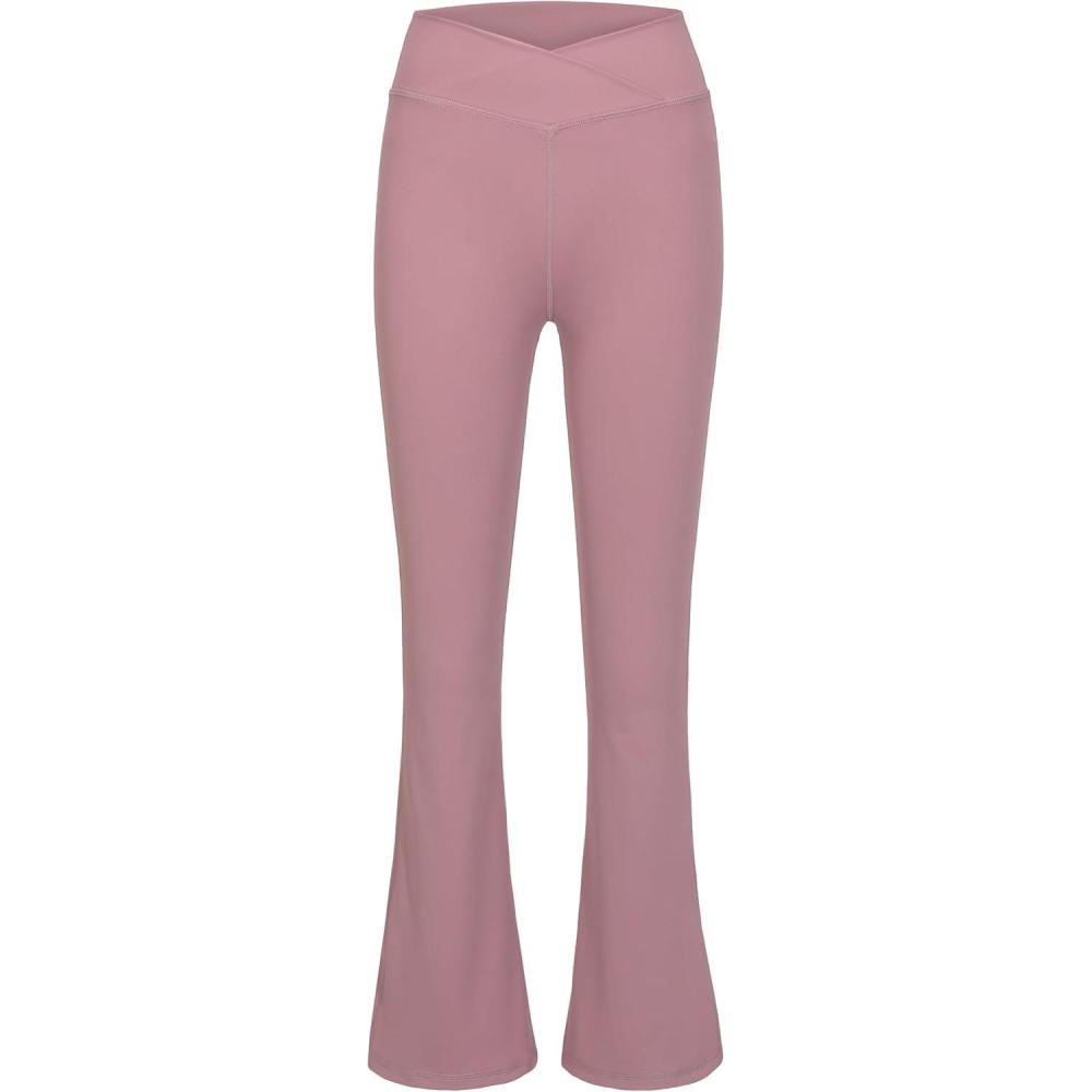imageLittle Donkey Andy Girls Flare Leggings Cross Yoga Pants Athletic Casual Length PantsPurple