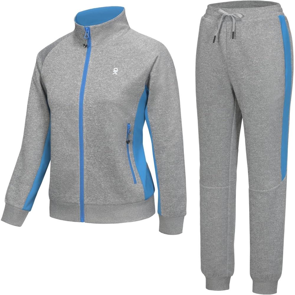 imageLittle Donkey Andy Girls Jogger 2 Piece Outfits Sweatsuit Zip Up Sweatshirt and Sweatpant Tracksuit Athletic SetsLight Grey