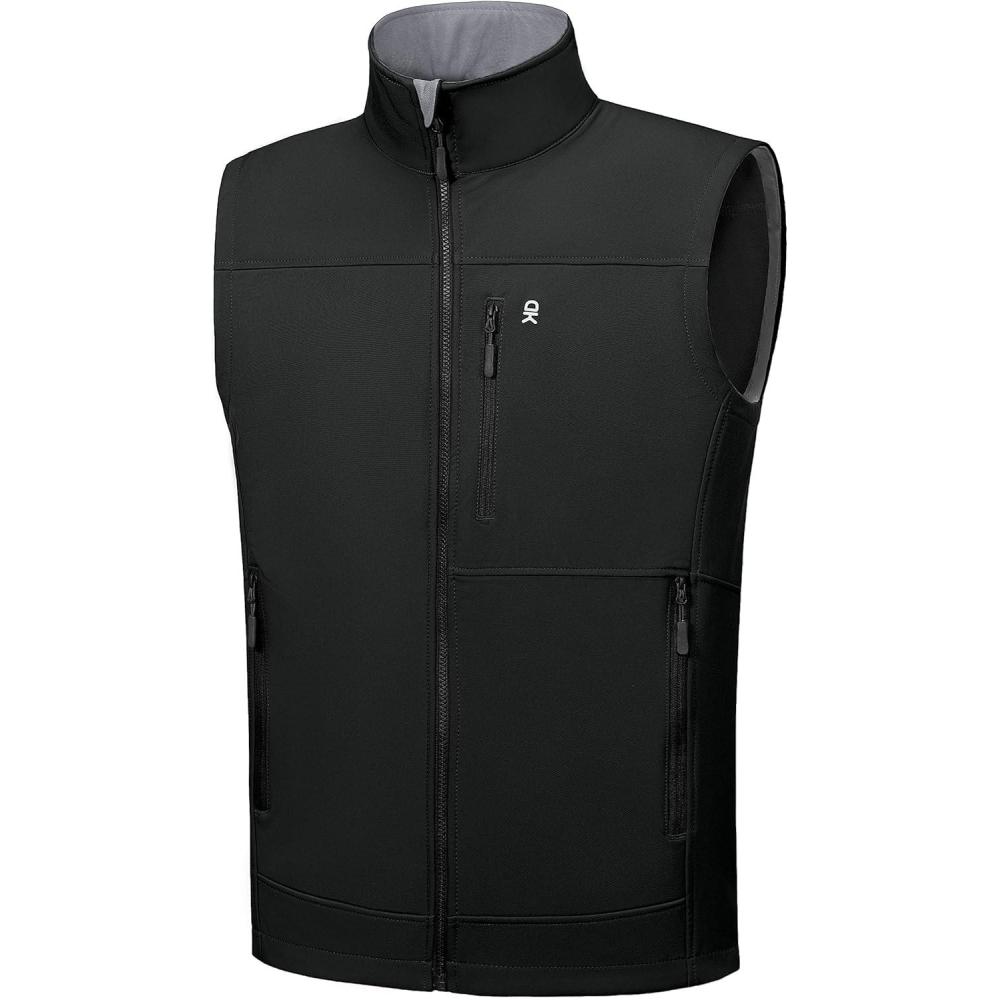 imageLittle Donkey Andy Mens Golf Vest Warm Fleece Lining Hiking Vests Zip Up Sleeveless Outerwear JacketBlack