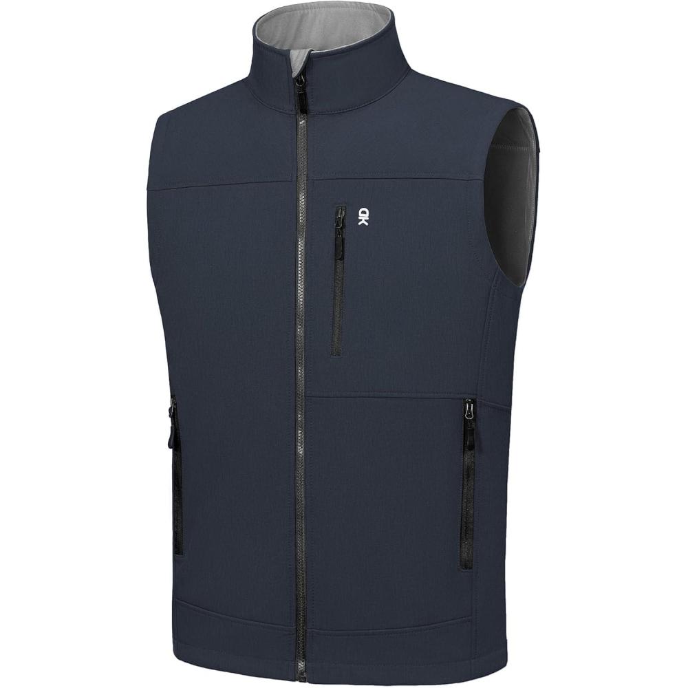 imageLittle Donkey Andy Mens Golf Vest Warm Fleece Lining Hiking Vests Zip Up Sleeveless Outerwear JacketBlack Heather