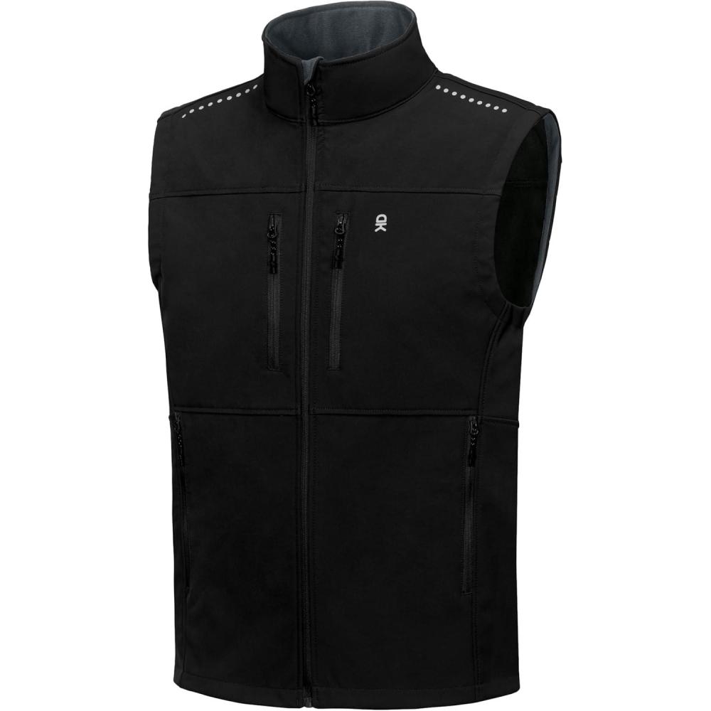 imageLittle Donkey Andy Mens Golf Vest Warm Fleece Lining Hiking Vests Zip Up Sleeveless Outerwear JacketBlack4 Pockets