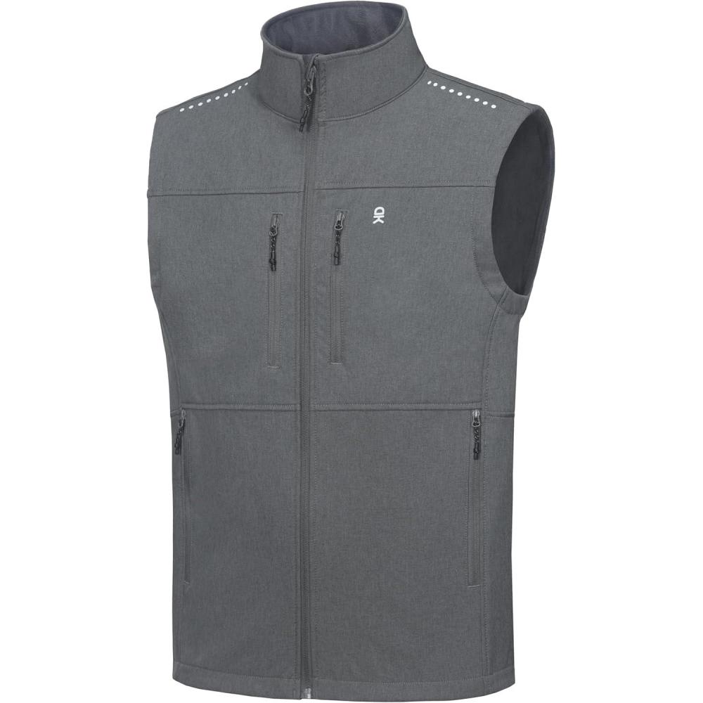 imageLittle Donkey Andy Mens Golf Vest Warm Fleece Lining Hiking Vests Zip Up Sleeveless Outerwear JacketCarbon Gray4 Pockets