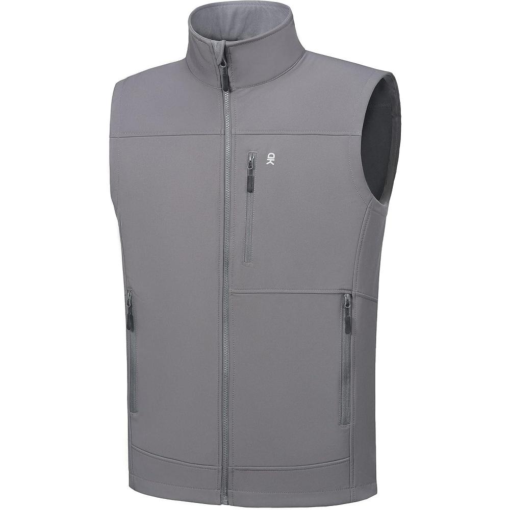 imageLittle Donkey Andy Mens Golf Vest Warm Fleece Lining Hiking Vests Zip Up Sleeveless Outerwear JacketGrey Heather