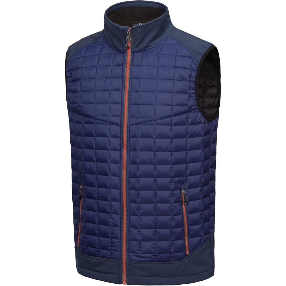imageLittle Donkey Andy Mens Lightweight Puffer Vest Warm Outdoor Sleeveless Jacket for Golf Hiking RunningBlue