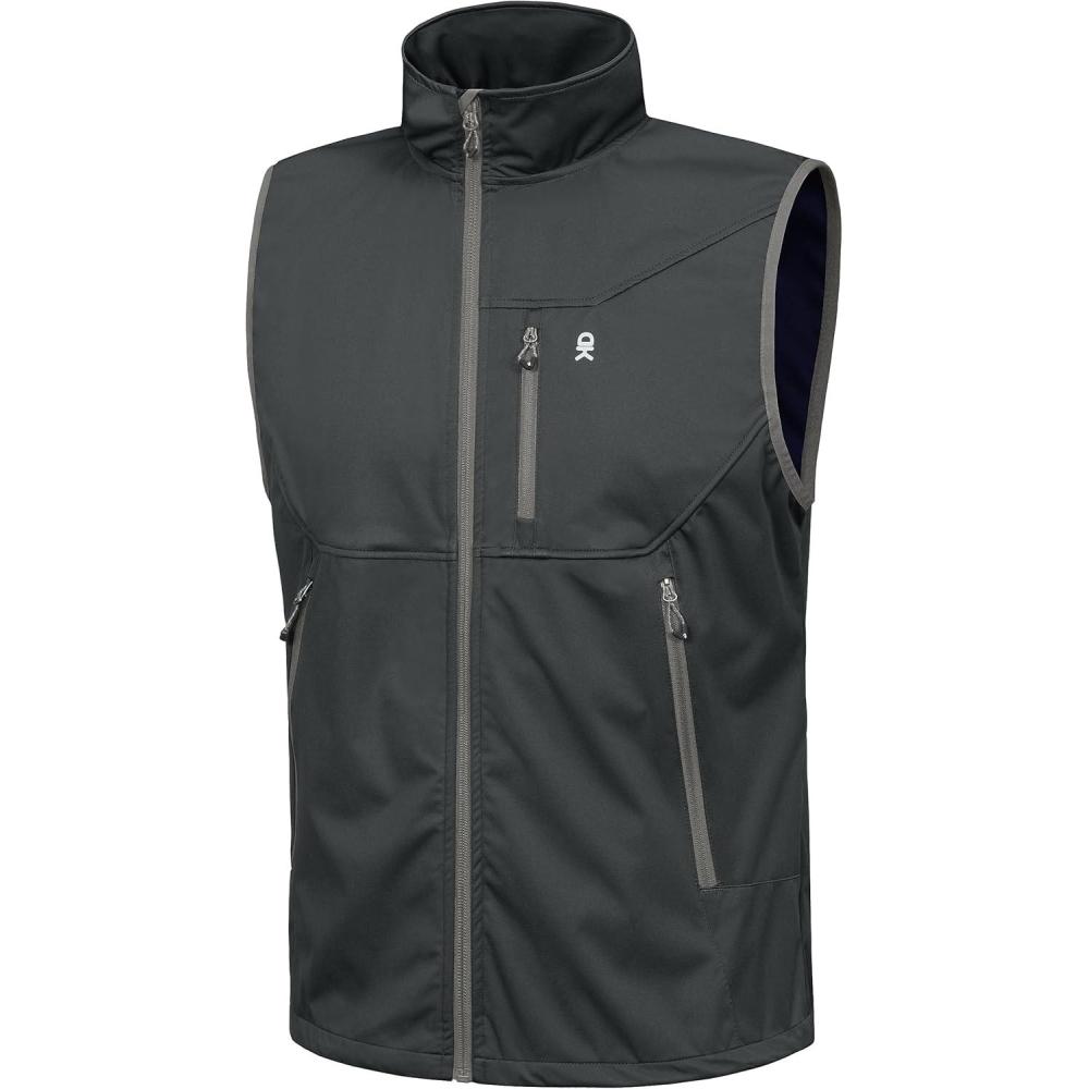 imageLittle Donkey Andy Mens Lightweight Softshell Vest Windproof Sleeveless Jacket for Travel Hiking Running GolfDark Grey