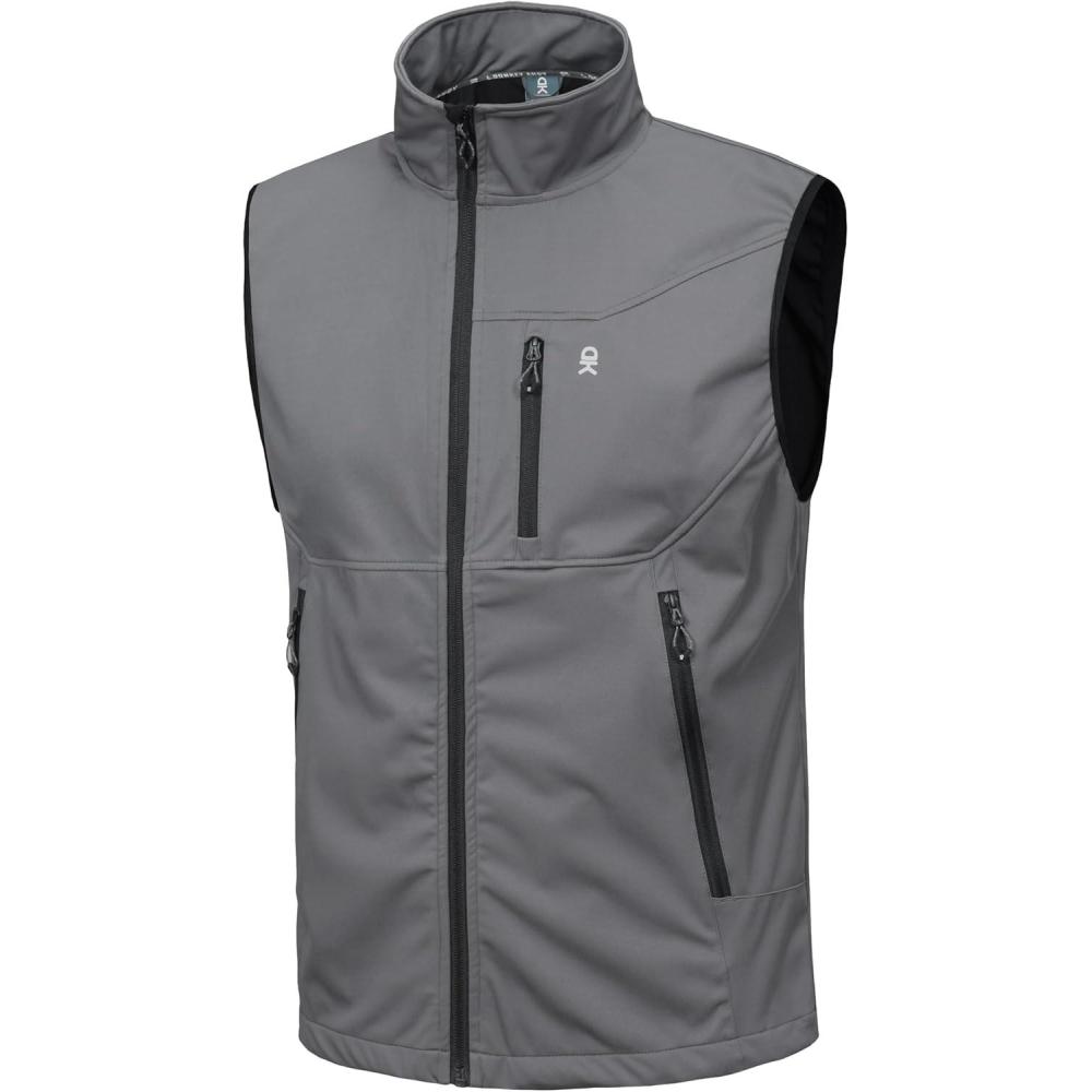 imageLittle Donkey Andy Mens Lightweight Softshell Vest Windproof Sleeveless Jacket for Travel Hiking Running GolfGray